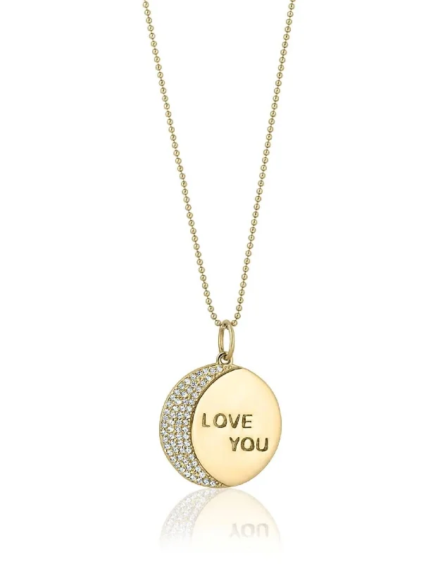 Sleek name necklaces-Women's Love You To The Moon And Back Necklace In Yellow Gold