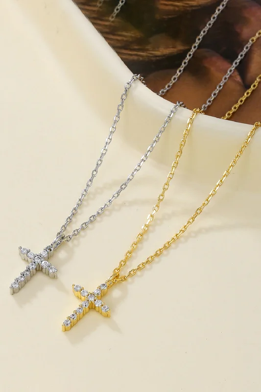 Stellar sign necklaces-Zircon Cross Necklace