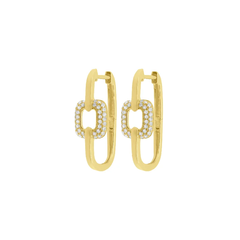 Light wood rings-Solid hoop earrings-14K GOLD DIAMOND SAMMI HOOPS