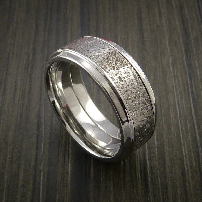 Cobalt Chrome Men's Ring with Gibeon Meteorite Inlay Custom Made Wedding Band