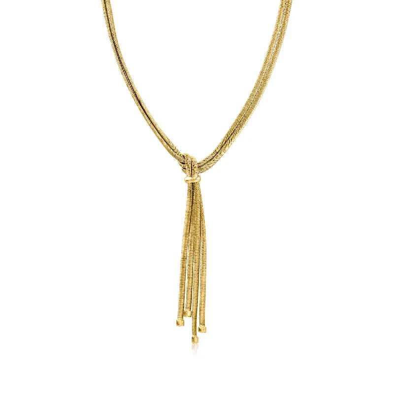 Floating gem necklaces-Ross-Simons Italian 18kt Yellow Gold Over Sterling Silver 2-Strand Tassel Necklace