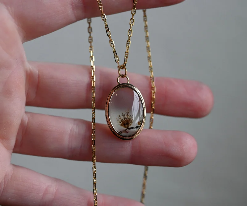 Layered strand necklaces-14k Gold Dendritic Agate Pendant - Ready to ship