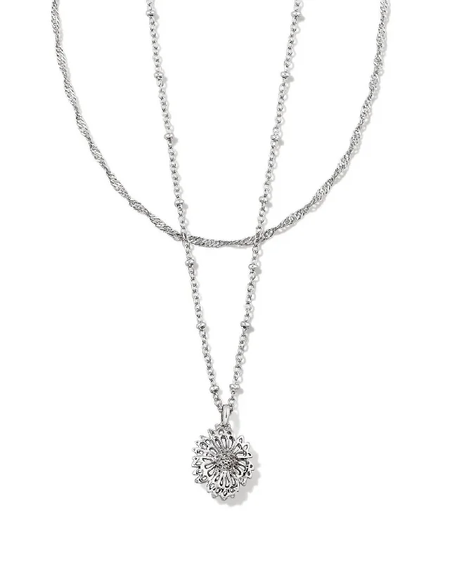 Simple cross necklaces-Brielle Multi Strand Necklace In Silver