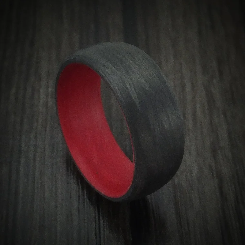 Carbon Fiber And Red Sleeve Men's Ring Custom Made