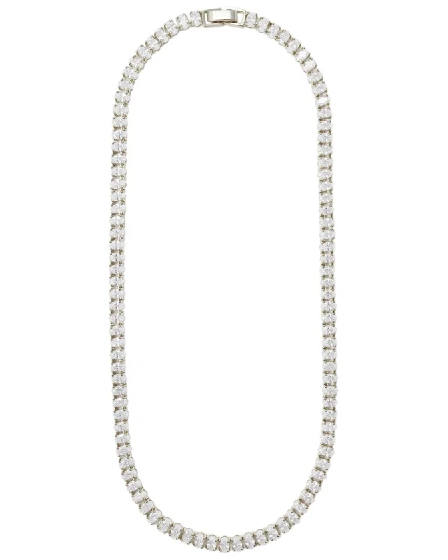 Shiny crystal necklaces-Cloverpost Heel 14K Plated CZ Tennis Necklace