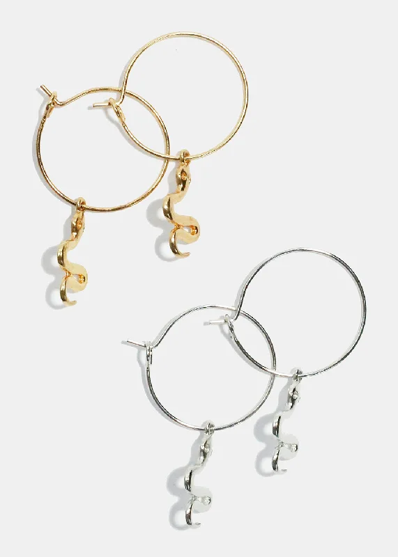 Elastic open rings-Fox wing earrings-3 Pair Snake Hoop Earrings