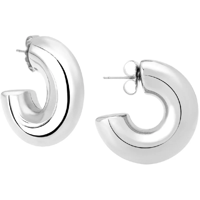 Bali tile rings-Heavy hoop earrings-Silver small hoop