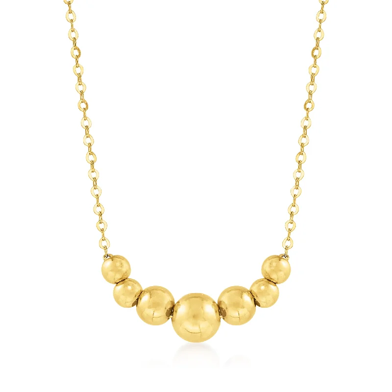 Old-fashioned photo necklaces-Ross-Simons Italian 14kt Yellow Gold Graduated Bead Necklace