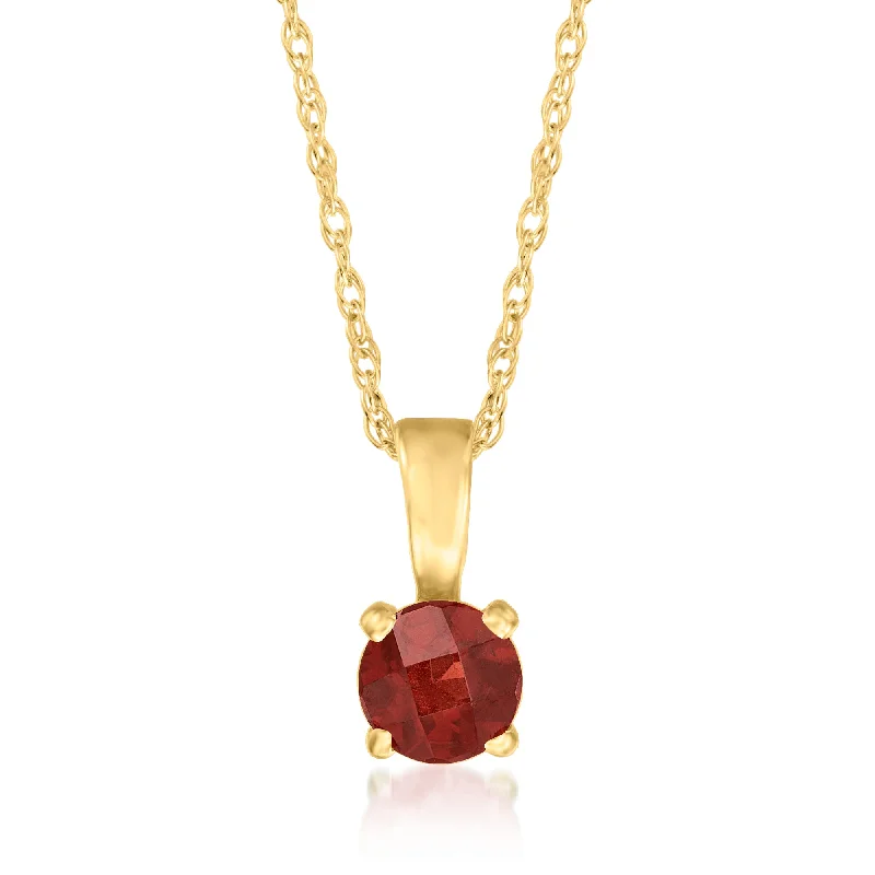 Agate stone necklaces-Ross-Simons Garnet Pendant Necklace in 14kt Yellow Gold. 16 inches