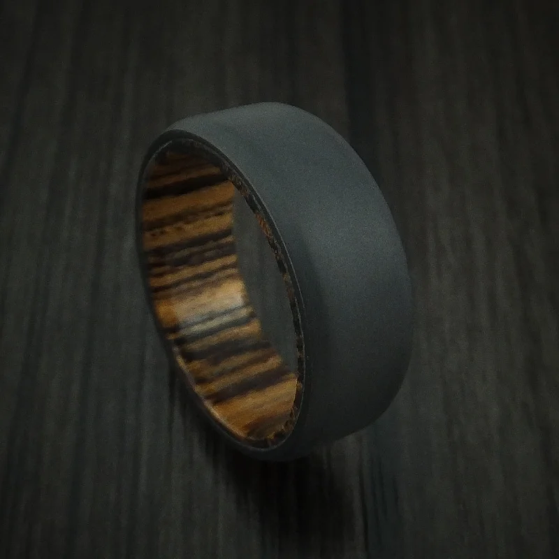 Black Zirconium and Hardwood Sleeve Men's Ring Custom Made