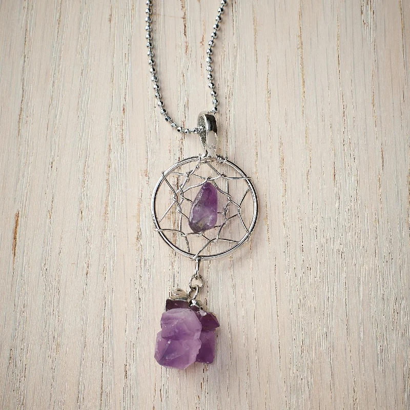 Net choker necklaces-Amethyst Dreamcatcher