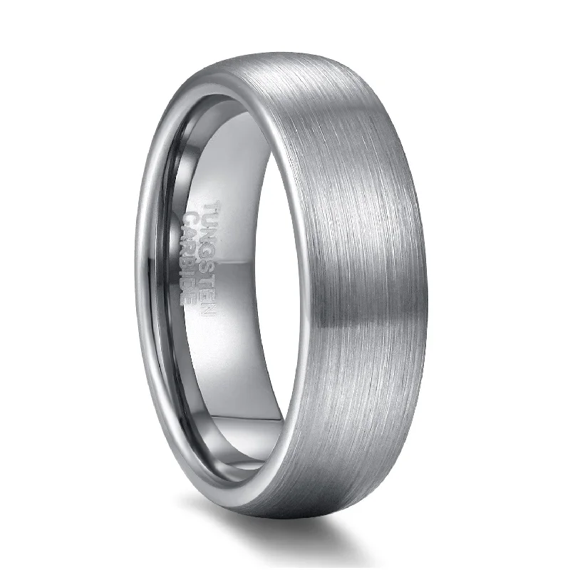 Men's Women's White Tungsten Rings Domed Brushed