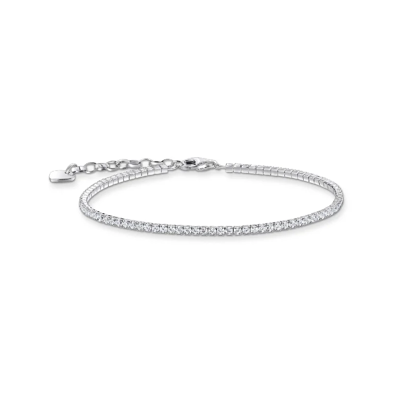 Gem-woven bangles-Essentials Sterling Silver Sparkling White Zirconia Bracelet A2168-051-14