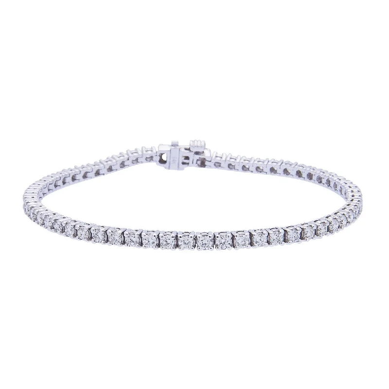 Loop charm bangles-Sabel Collection 14K White Gold Round Diamond Tennis Bracelet