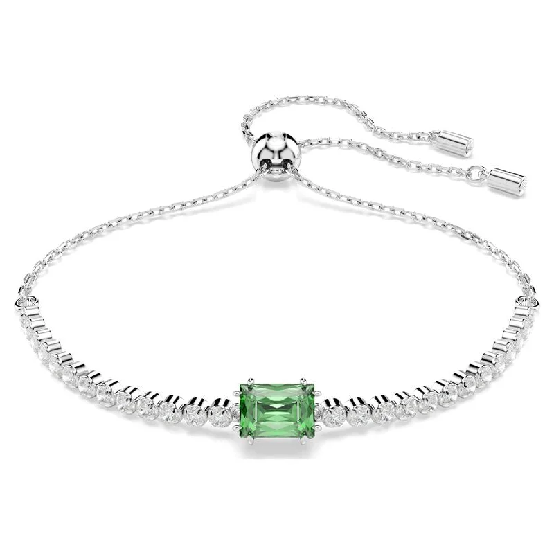 Light wood bracelets-Matrix Mixed Cuts Green Rhodium Plated Tennis Bracelet 5693411