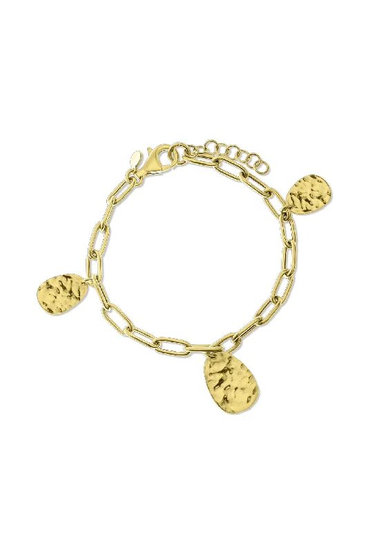 Light clay bracelets-Gold Plated Sterling Silver Paperclip Charm Bracelet