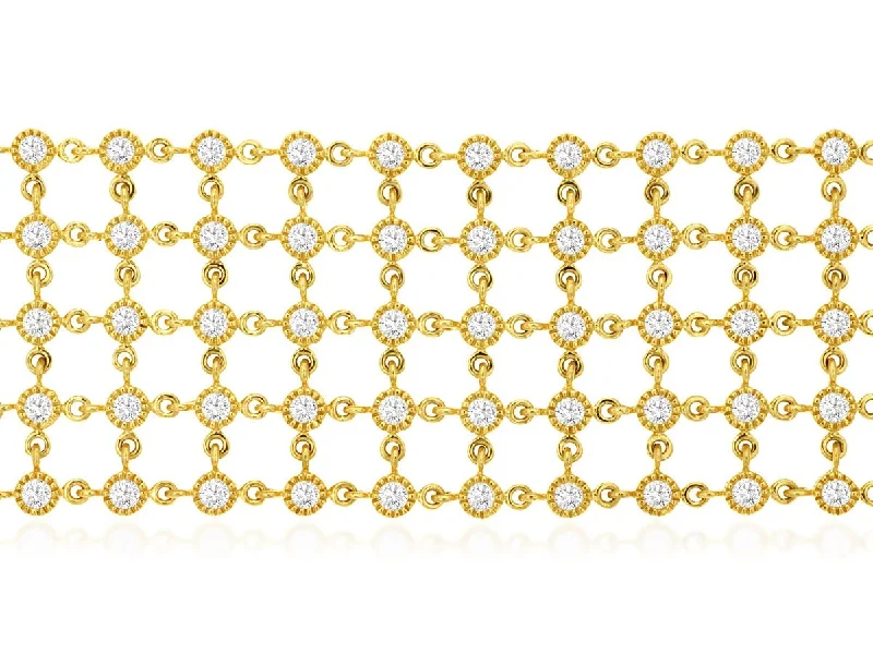 Agate bracelets-Sabel Collection 14K Yellow Gold Round Diamond Milgrain 5 Row Bracelet