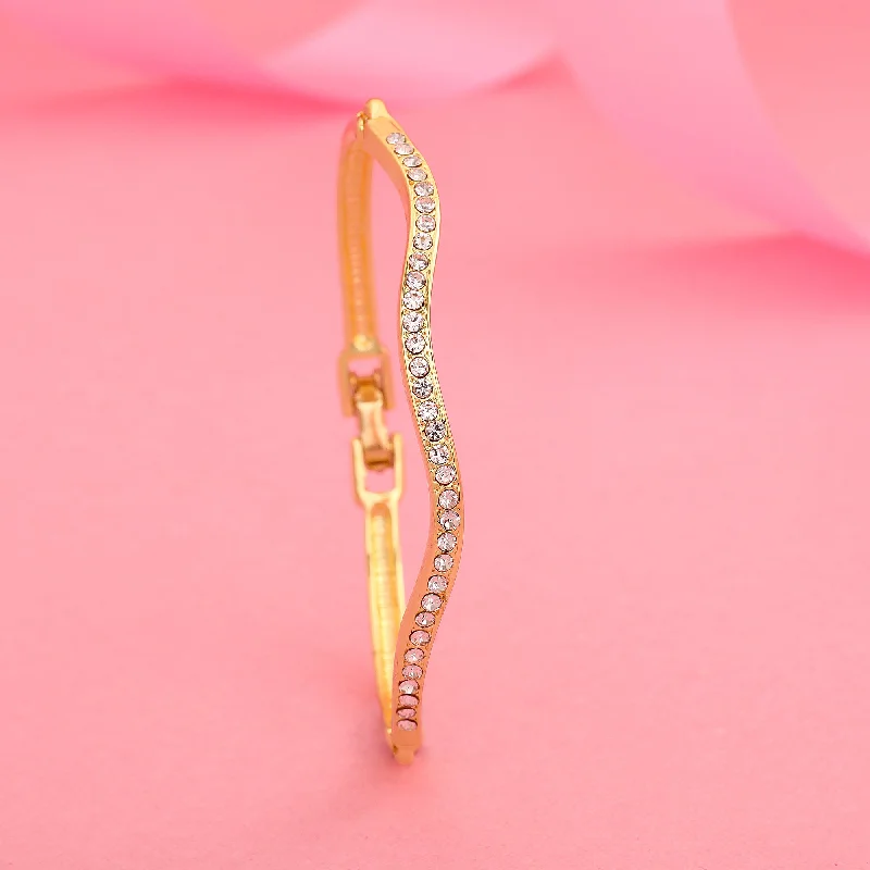 Classic deco bangles-Estele Gold Plated Candy Bracelet with White American Diamonds Bracelet