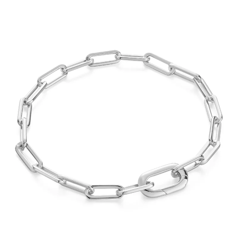 Thin star bracelets-Ania Haie Silver Linked Chunky Bracelet B060-02H