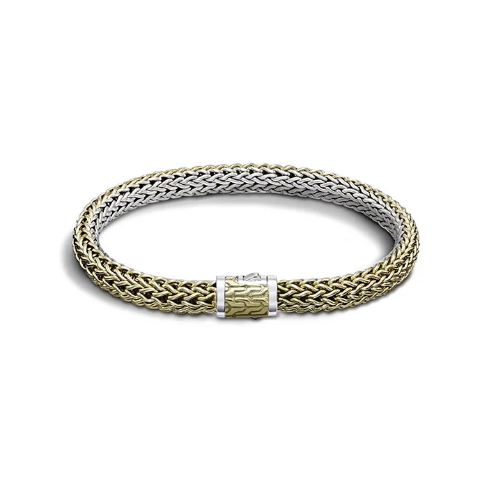 Light wood bracelets-John Hardy Classic Chain Sterling Silver and 18K Yellow Gold Small Reversible Bracelet