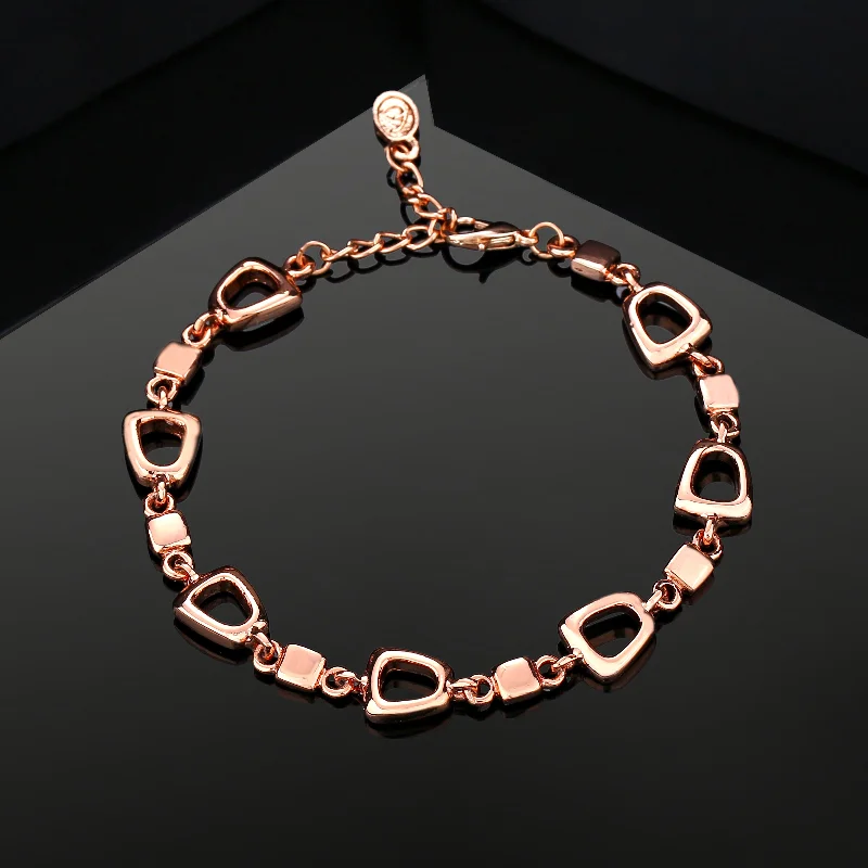 Cord edge bangles-Estele Rose Gold Plated Geometric Designer Bracelet for Women