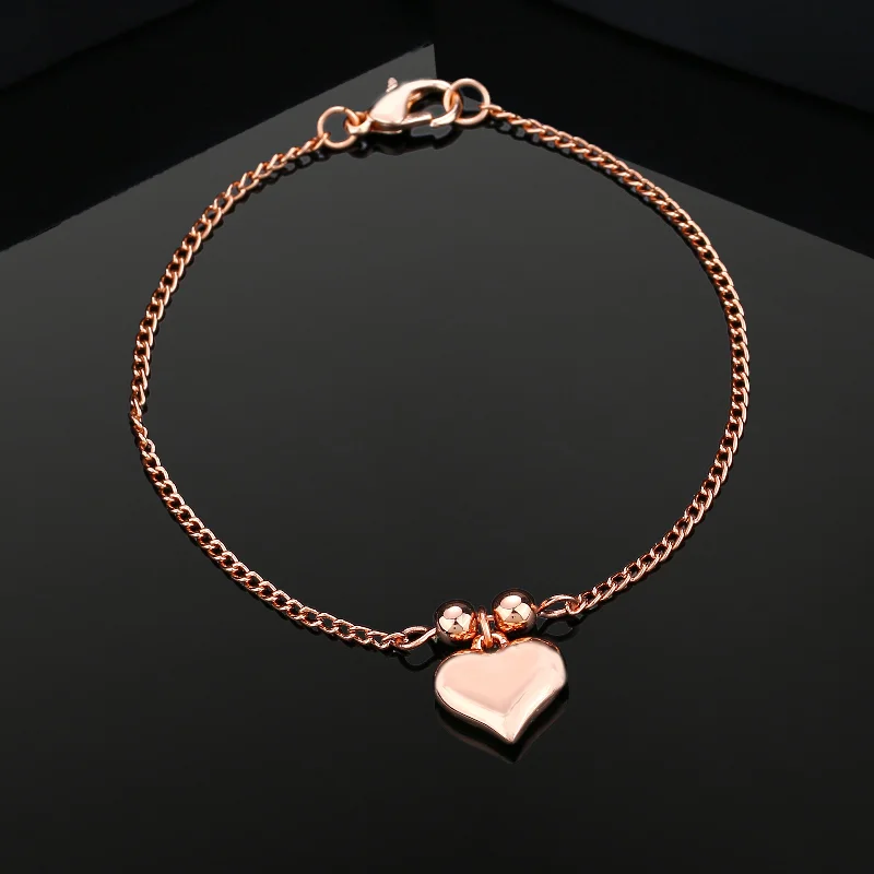 Sleek art bracelets-Estele Rose Gold Plated Heart Shaped Bracelet for Women