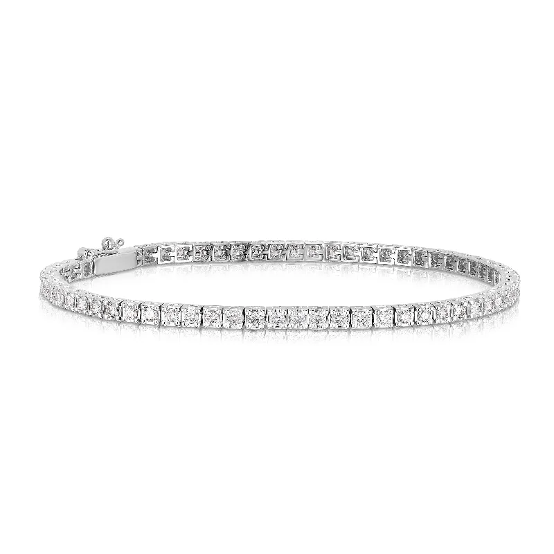 Half moon bangles-Sabel 14K White Gold Round Diamond 4 Prong Tennis Bracelet