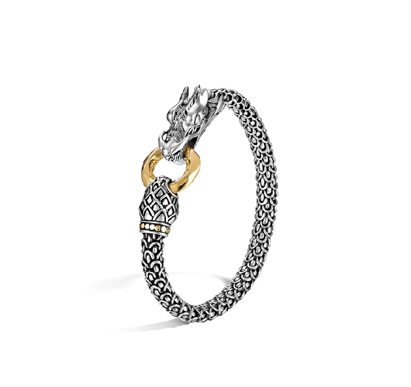 Thin frame bracelets-John Hardy Naga Sterling Silver and Yellow Gold Dragon Bracelet