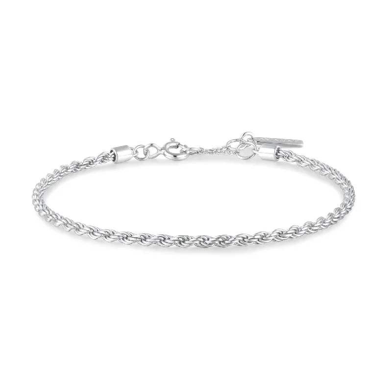 Thin frame bracelets-Ania Haie Silver Rope Twist Bracelet B058-04H