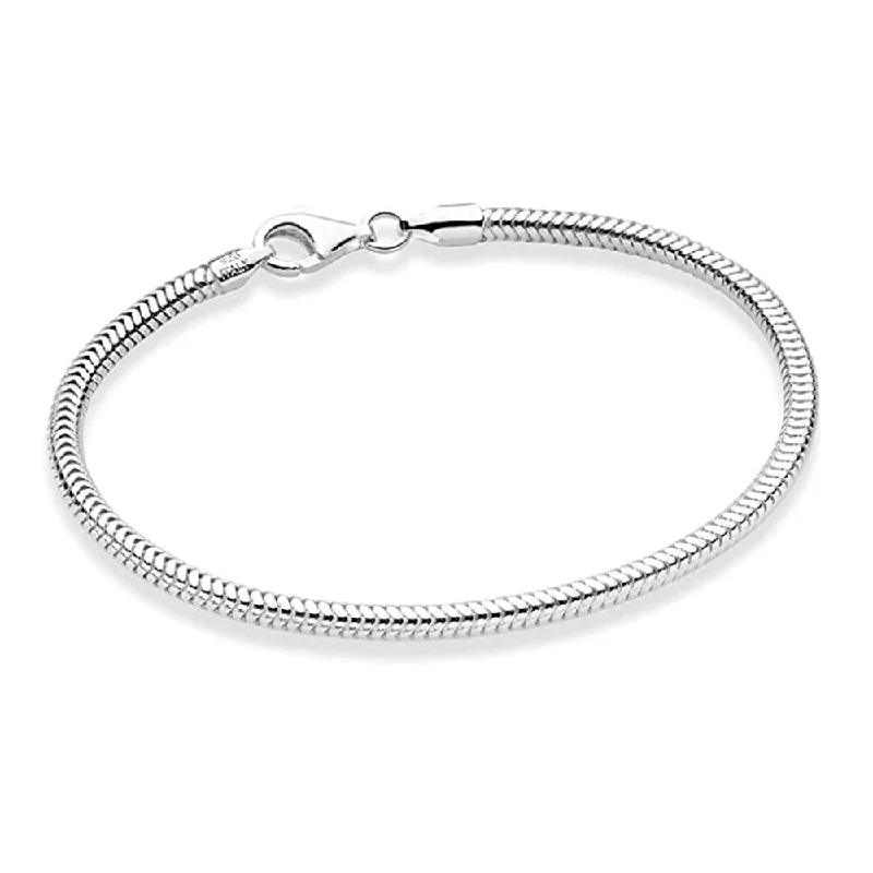 Light wood bracelets-Men's Italian 3.3mm Snake Chain Bracelet | 925 Sterling Silver for Men & Women