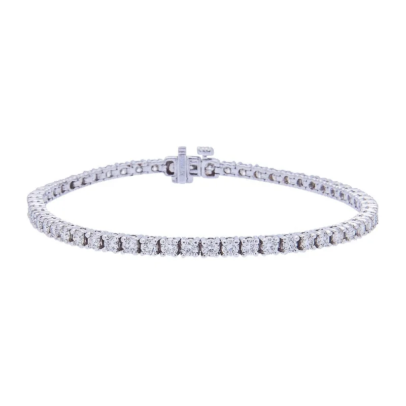 Glossy shine bracelets-Sabel Collection 14K White Gold Round Diamond Tennis Bracelet