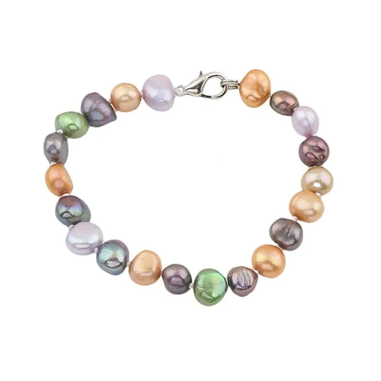 Bright druzy bangles-Women's 8-9mm Freshwater Multicolour Pearl Bracelet