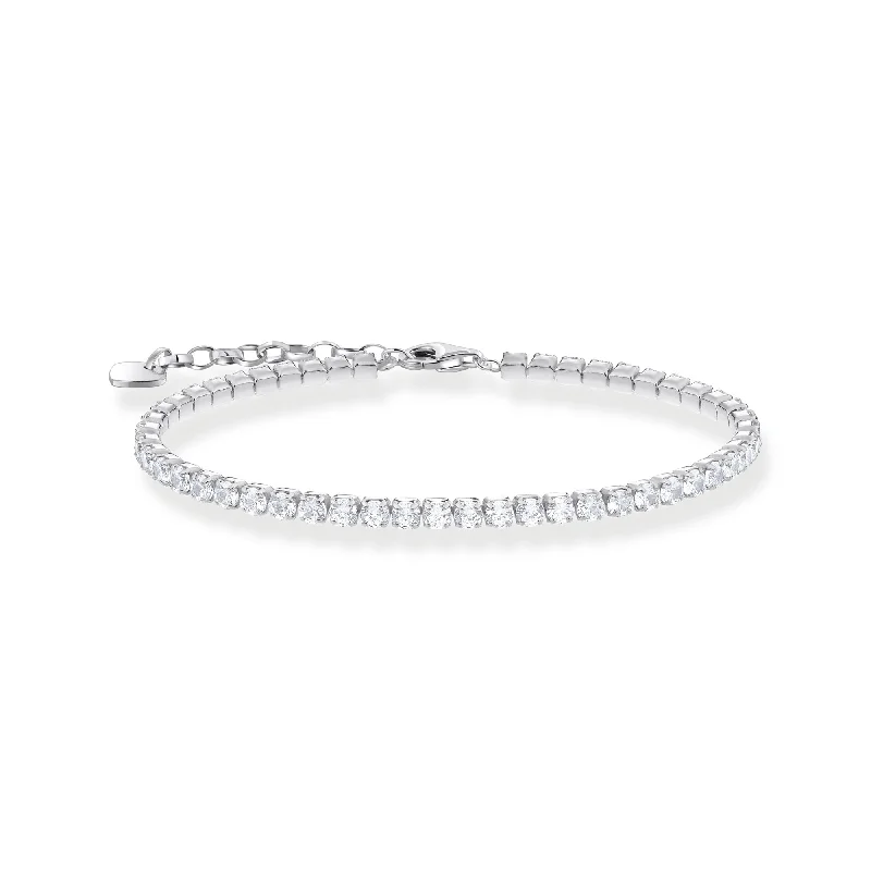 Bamboo weave bangles-Essentials Sterling Silver Sparkling White Zirconia Bracelet A2167-051-14