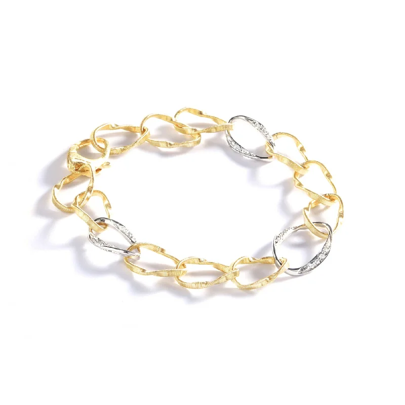 Onyx bead bracelets-Marco Bicego Marrakech Onde 18K Yellow and White Gold Diamond Twist Link Bracelet