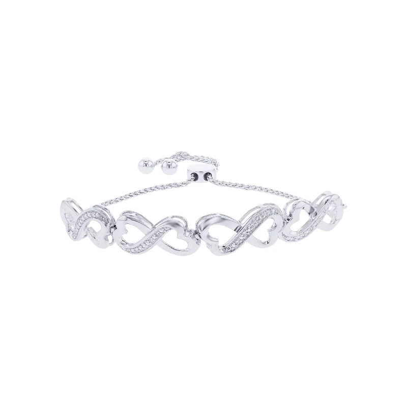 Zodiac theme bracelets-Follow Your Heart Silver Diamond Bracelet