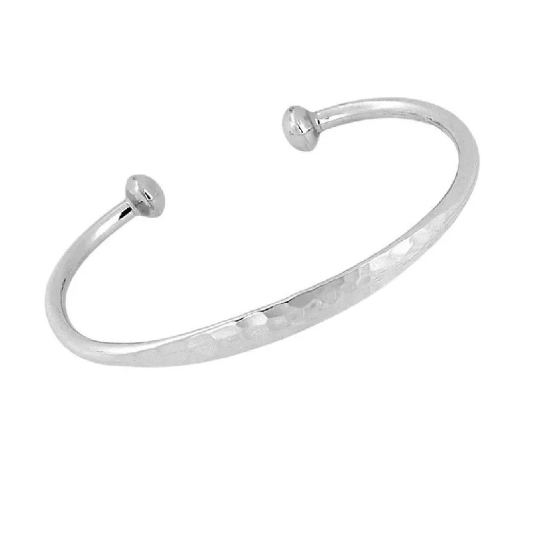 Smooth form bracelets-Women's Hammered 925 Sterling Silver Torque Bangle Bracelet – Gift for Her