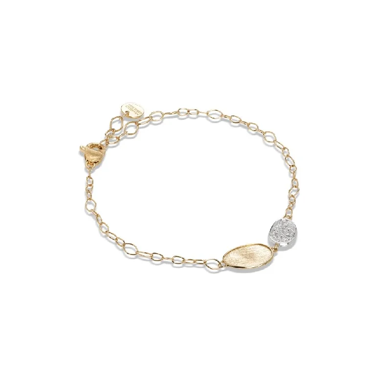 Woven yarn bracelets-Marco Bicego Lunaria 18K Yellow Gold and Diamond Petite Double Leaf Bracelet