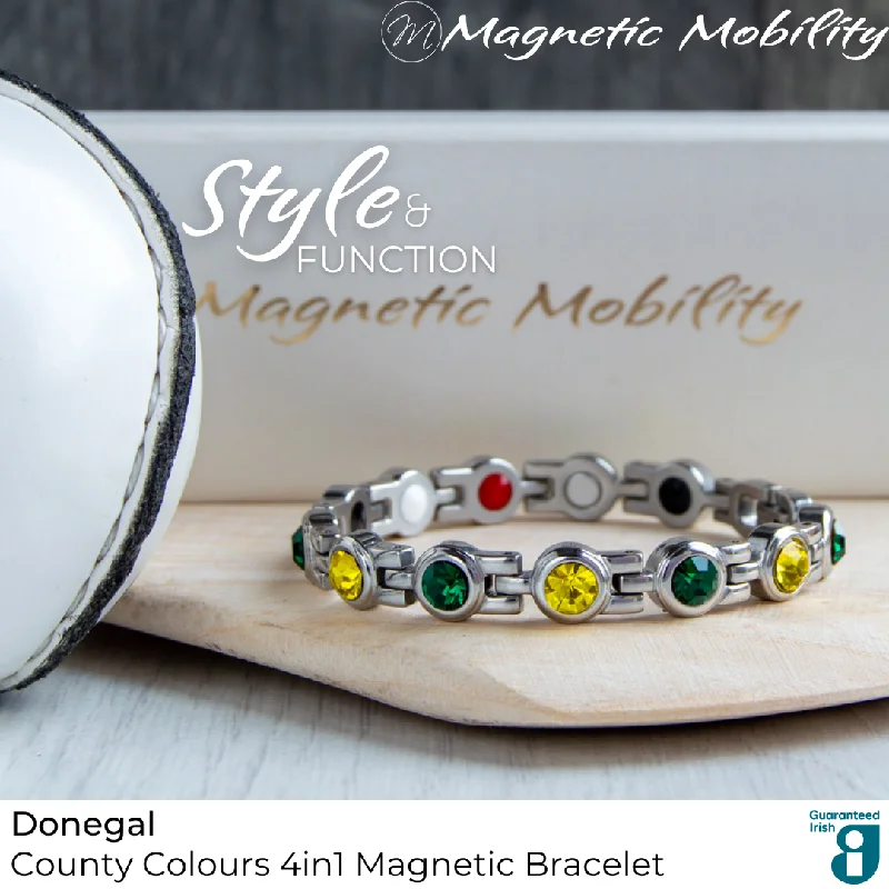 Textured metal bangles-Donegal GAA County Colours Magnetic Bracelet