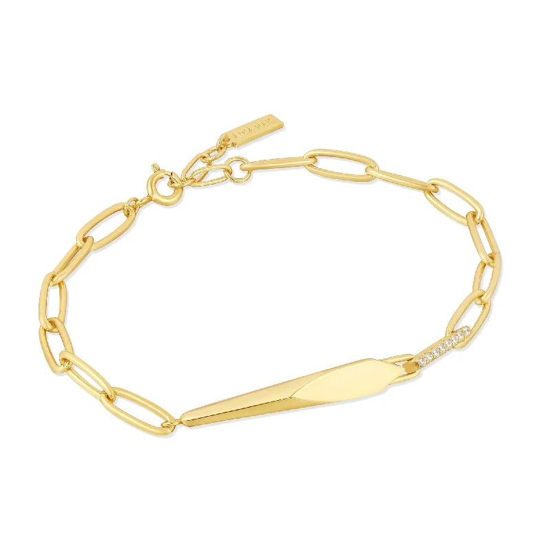 Leaf carved bracelets-Ania Haie Gold Geometric Chunky Chain Bracelet B053-03G