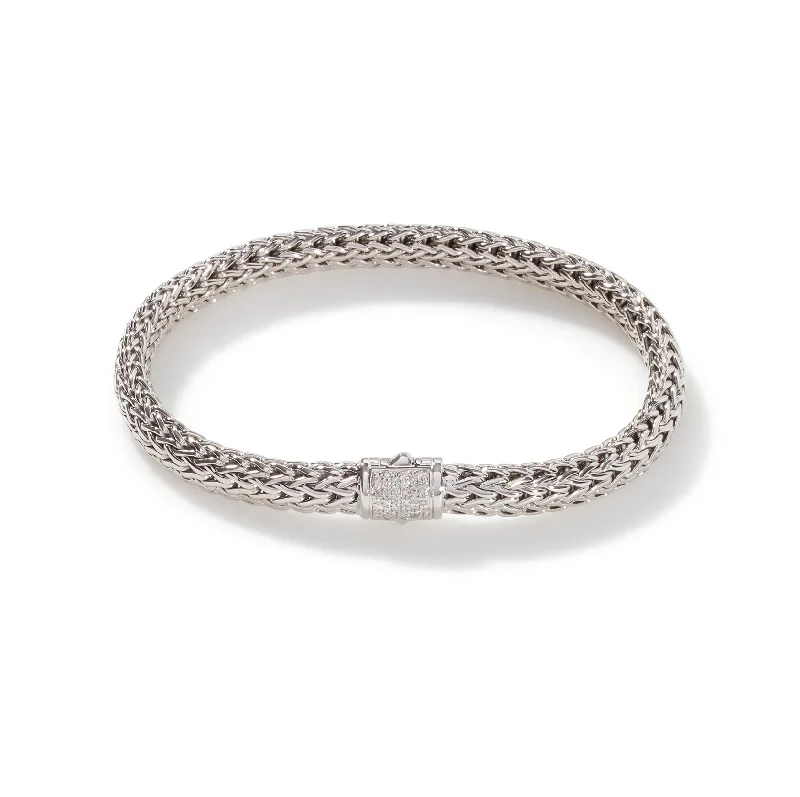 Dual alloy bracelets-John Hardy Classic Chain Small Bracelet with Diamond Clasp