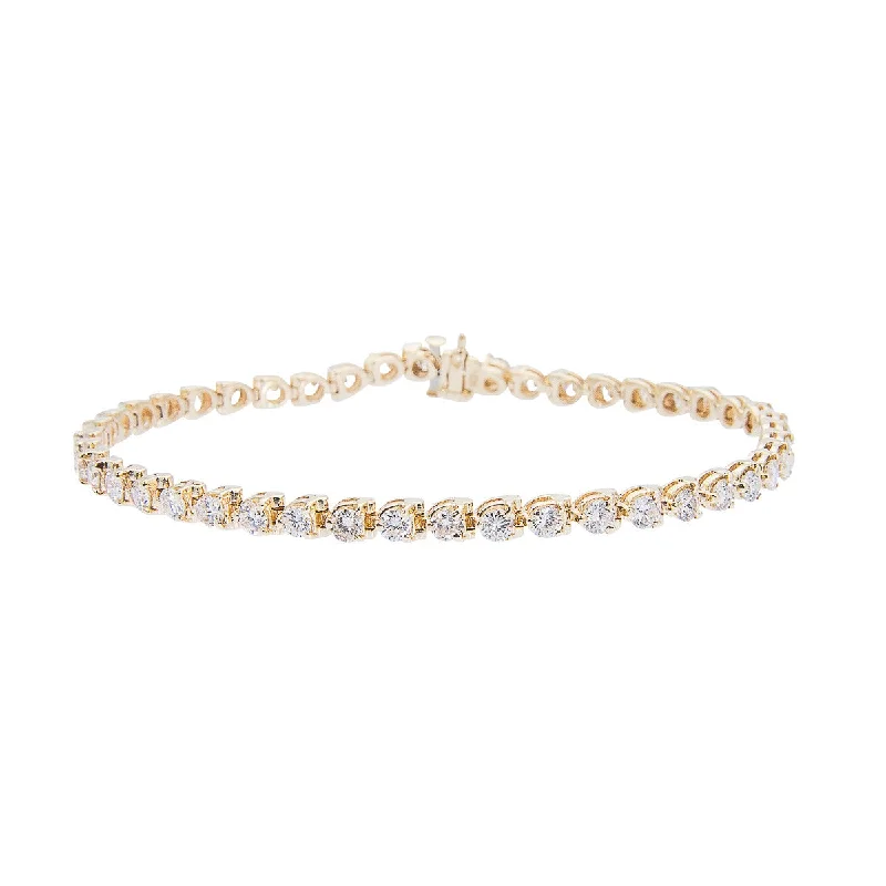 Stone pile bracelets-Sabel Collection 14K Yellow Gold Three Prong Round Diamond Tennis Bracelet