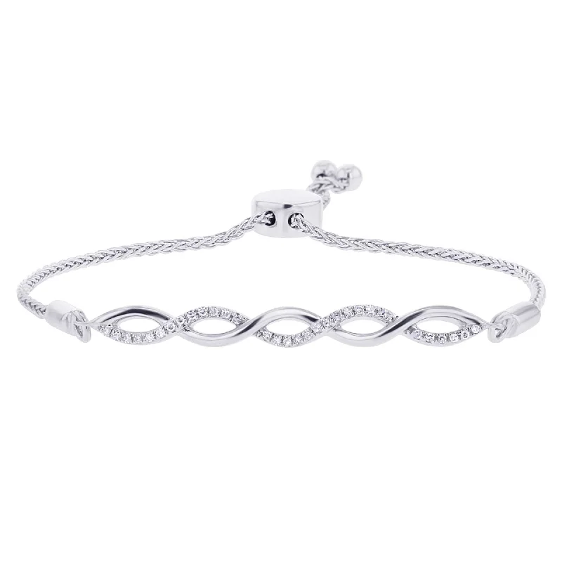 Half moon bangles-Silver Infinity Diamond Bracelet