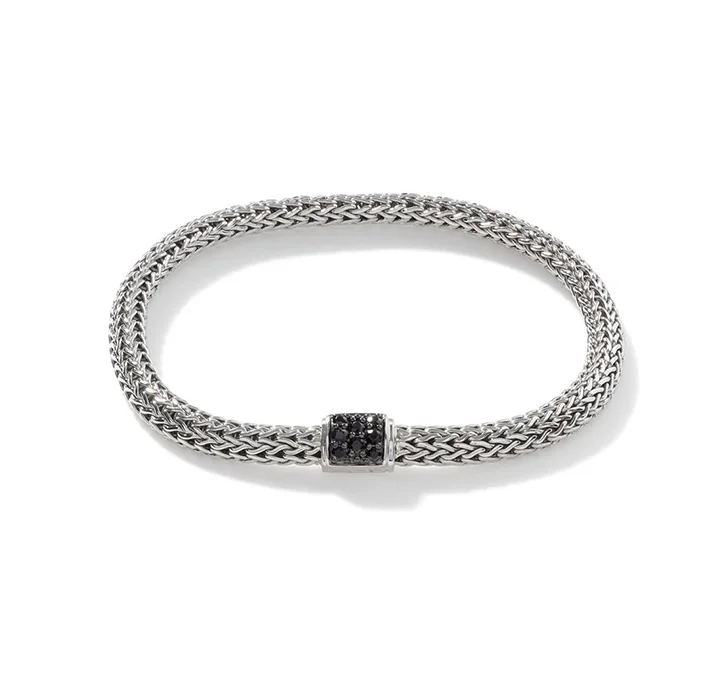 Glossy shine bracelets-John Hardy Classic Chain 5mm Extra-Small Black Sapphire Clasp Bracelet