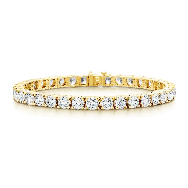 Smooth design bangles-Sabel Collection 14K Yellow Gold Round Diamond 4 Prong Tennis Bracelet