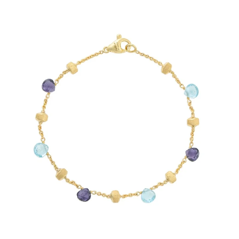 Overhand knot bangles-Marco Bicego Paradise 18K Yellow Gold Iolite and Topaz Bracelet