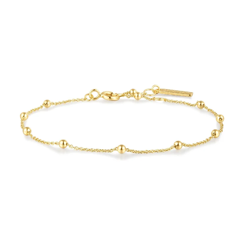 Sleek word bracelets-Ania Haie Gold Beaded Chain Bracelet B058-01G