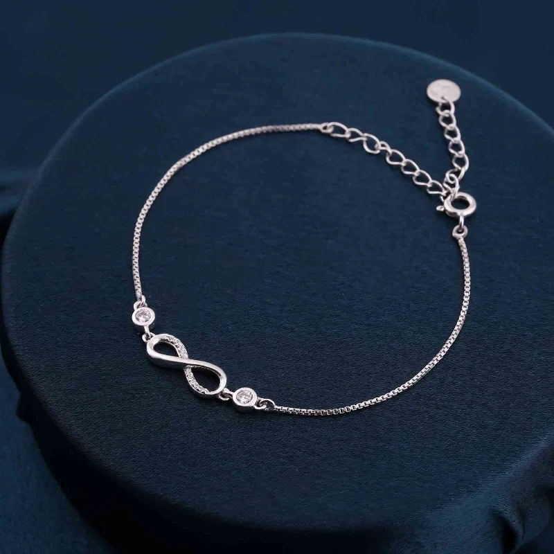 Tight clasp bangles-Silver Infinity Love Minimalist Bracelet