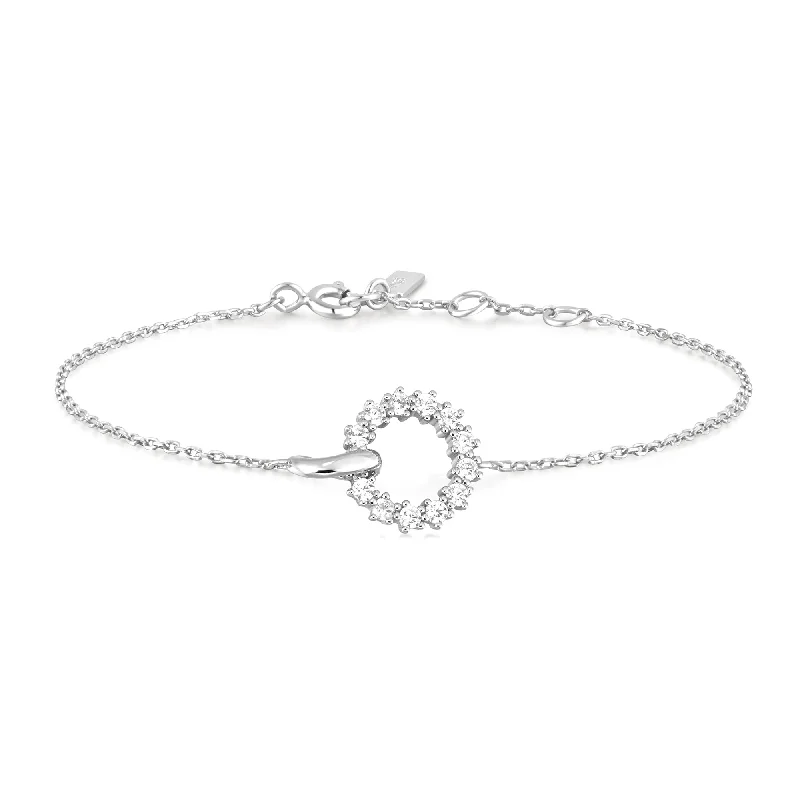 Stone pile bracelets-Ania Haie Silver Interlinked Circles Pavé Bracelet B056-01H