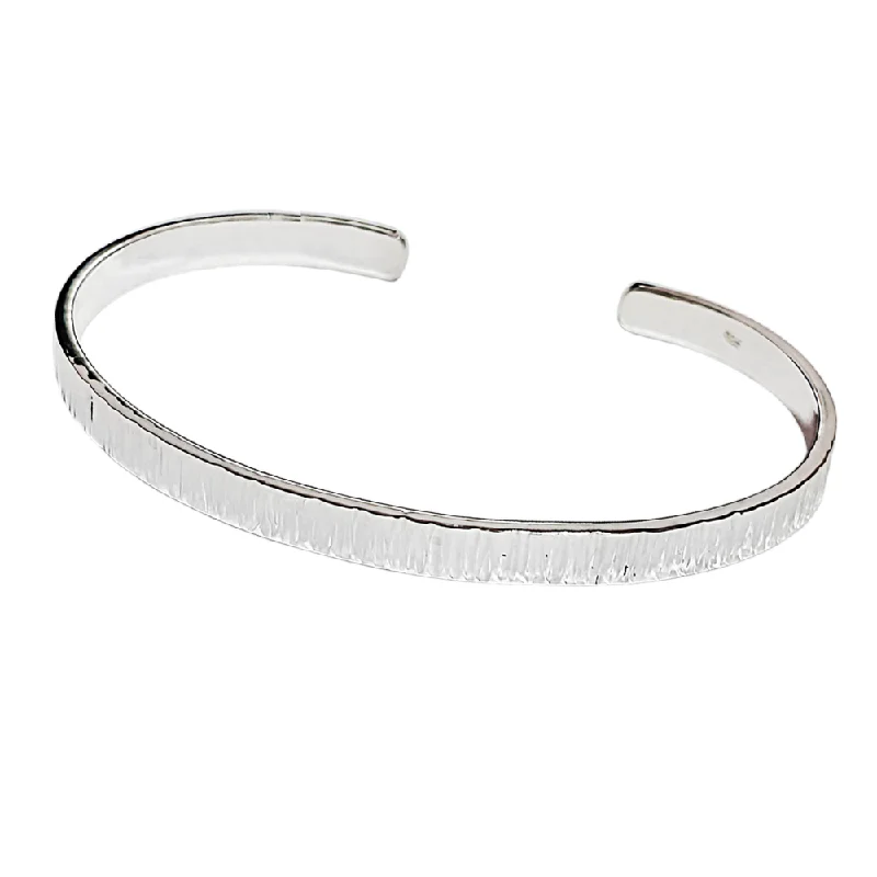 Thin wing bangles-Hammered Silver Bangle Bracelet for Women and Girls | 5Mm Solid 925 Sterling Silver Open Cuff Bangle | Jewellery Gift For Her