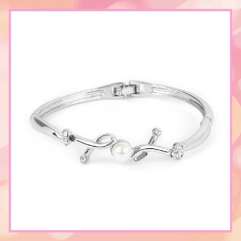 Glossy enamel bracelets-Curvy Pearl Bracelets